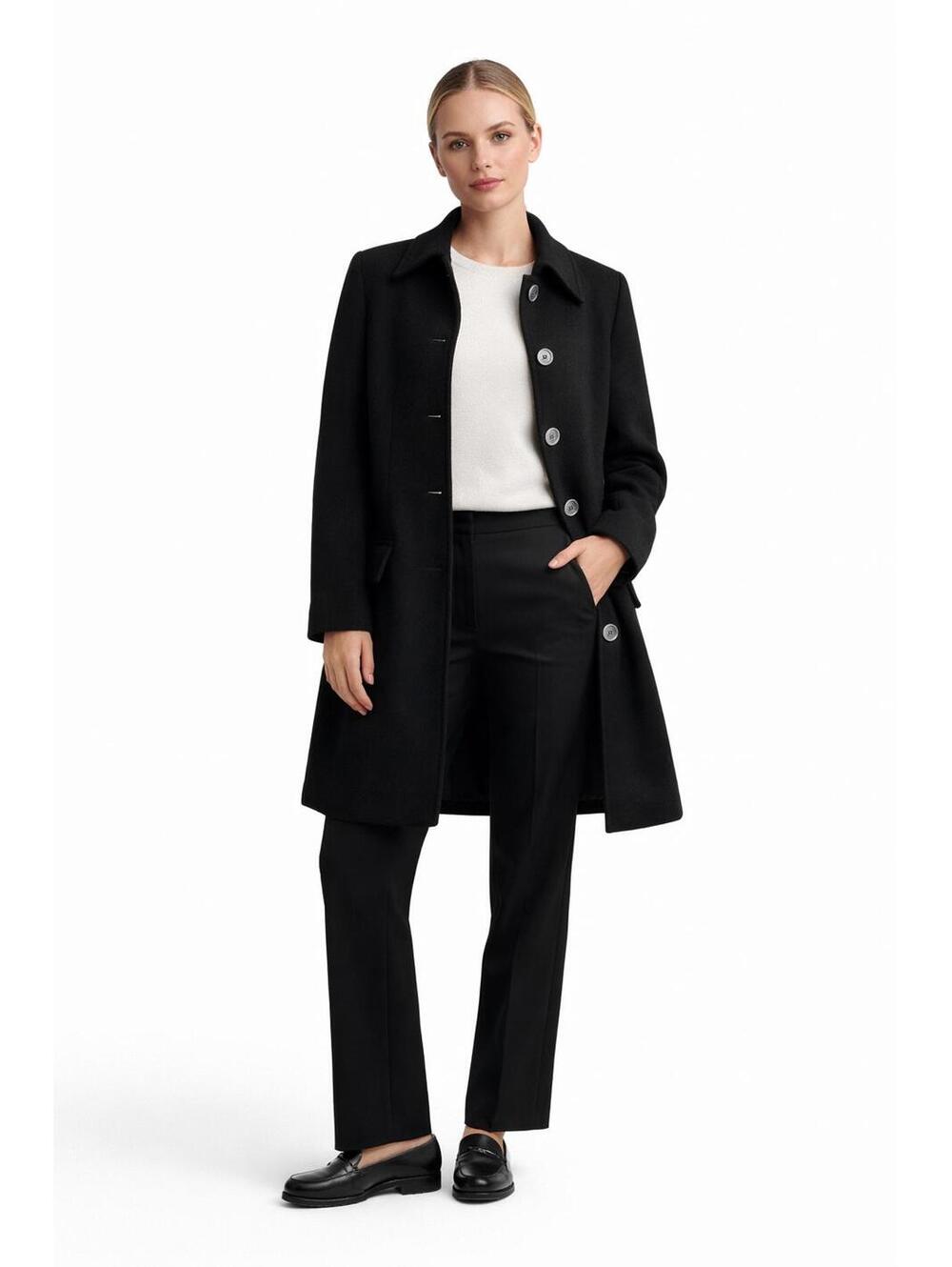 Vintage Harve Benard Wool Blend Pea Coat Black Minimalist Old Money Luxe Size 12